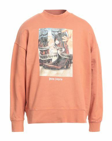 Palm Angels Man Sweatshirt Orange Cotton Cover