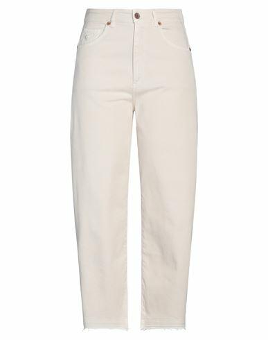 Avantgar Denim By European Culture Woman Pants Ivory Cotton, Polyester, Elastane Cover