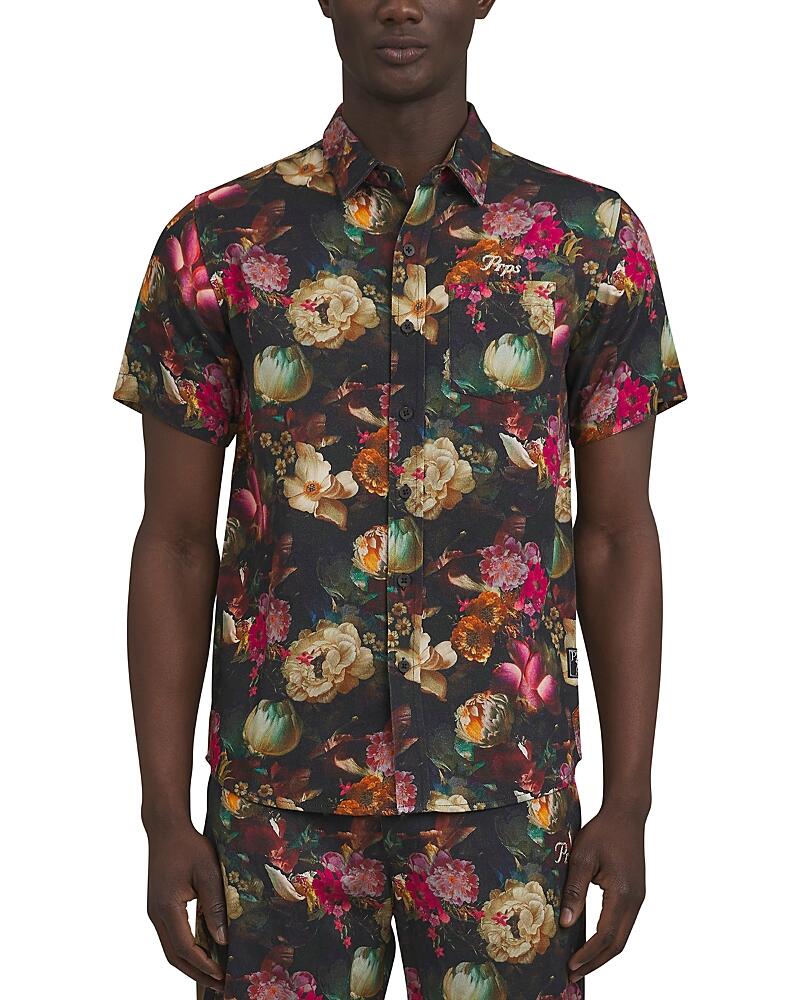 Prps Gold Finch Floral Pattern Short Sleeve Button Down Shirt Cover