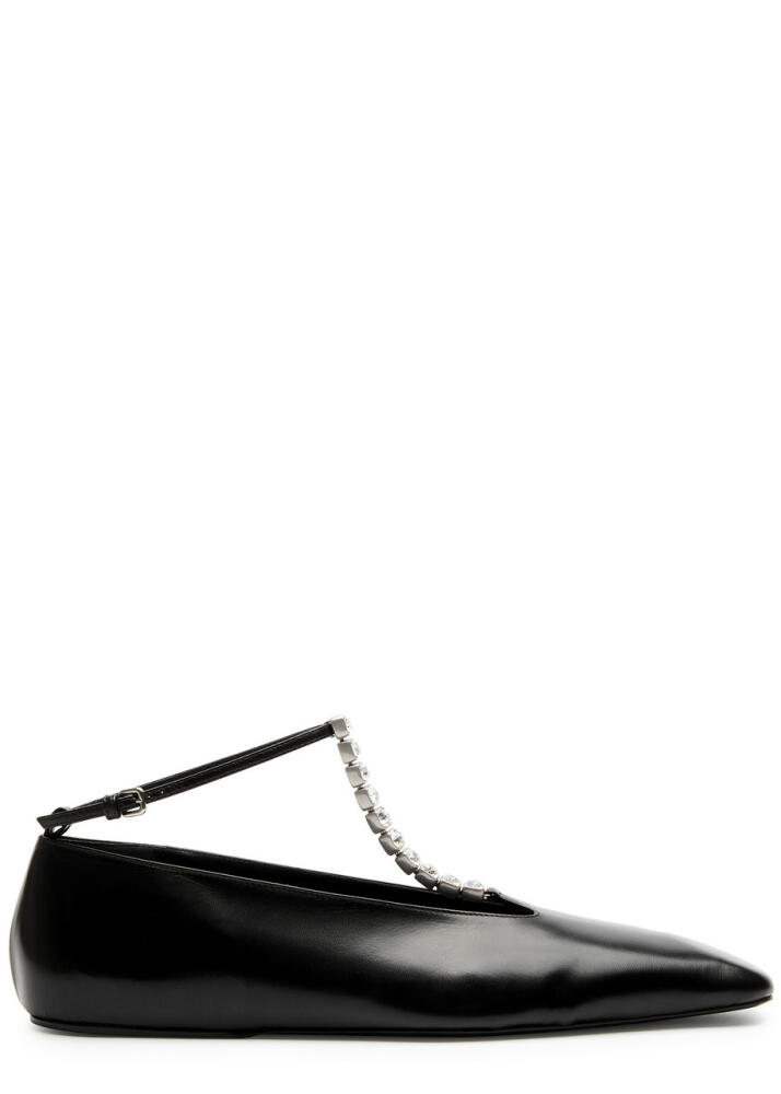 Jil Sander Crystal-embellished Leather Ballet Flats - Black Cover