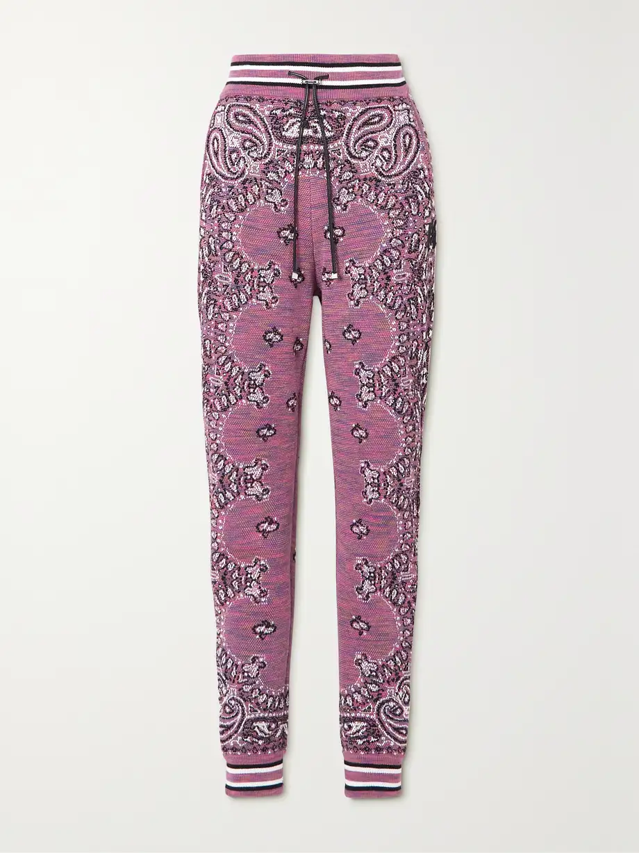 AMIRI - Embroidered Space-dyed Cotton-jacquard Track Pants - Pink Cover