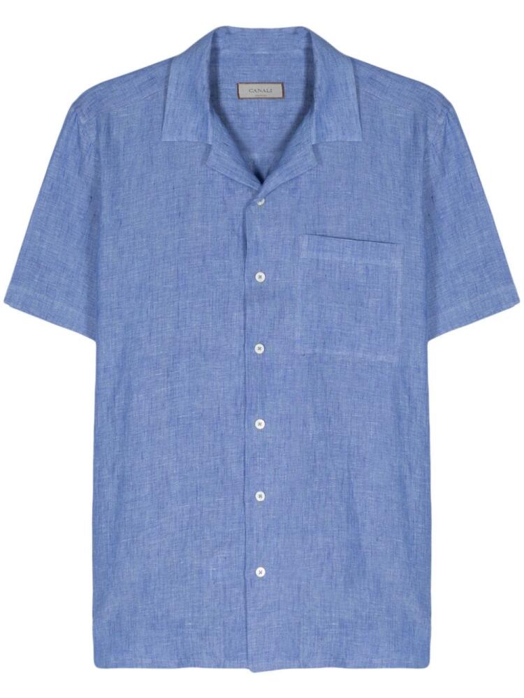 Canali linen short-sleeved shirt - Blue Cover