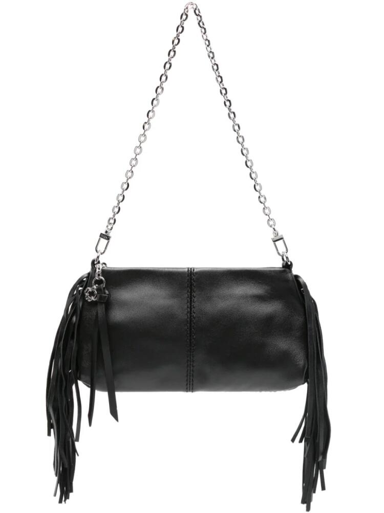 Maje fringed leather clutch bag - Black Cover