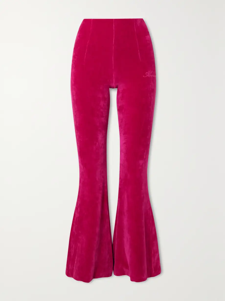 AMIRI - Stretch Cotton-blend Velour Flared Leggings - Pink Cover