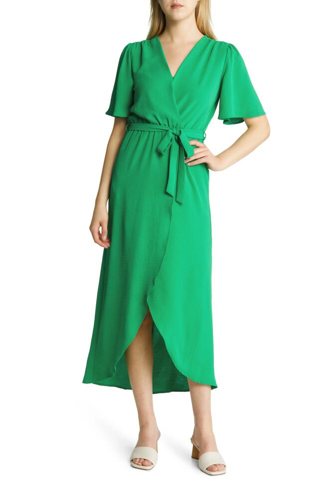 Fraiche by J Flutter Sleeve Faux Wrap Maxi Dress in Green Cover