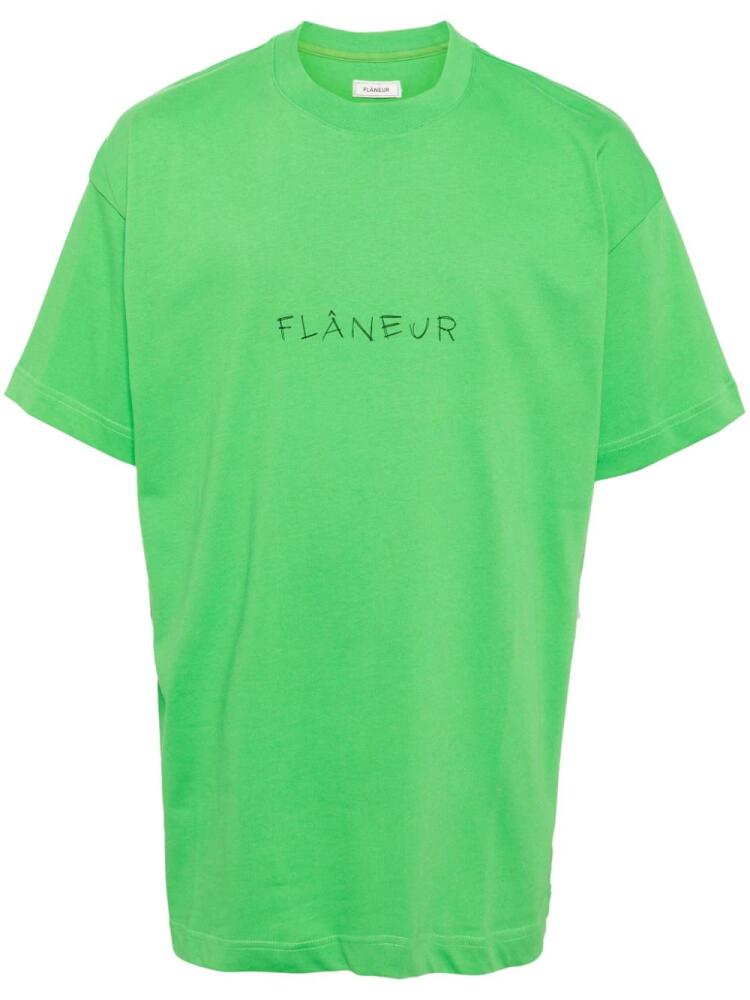 FLÂNEUR logo-handwritten cotton T-shirt - Green Cover