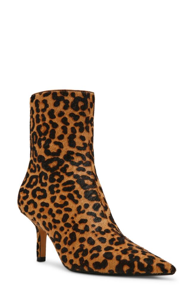 Steve Madden Alston Pointed Toe Genuine Calf Hair Bootie in Leopard Cover