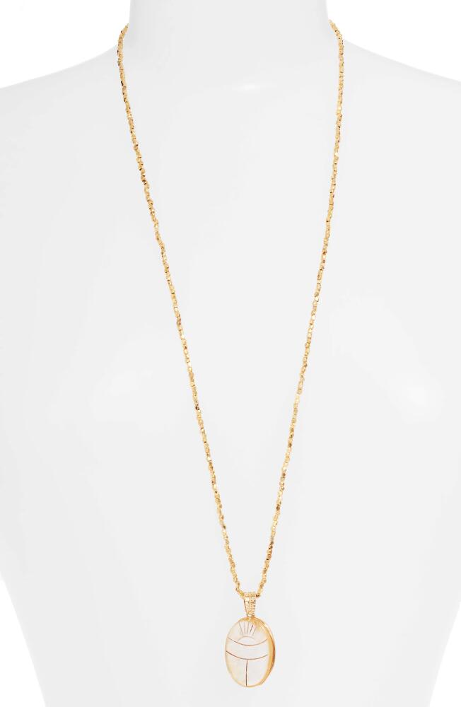 Gas Bijoux Lucky Scarab Long Pendant Necklace in Gold/White Cover