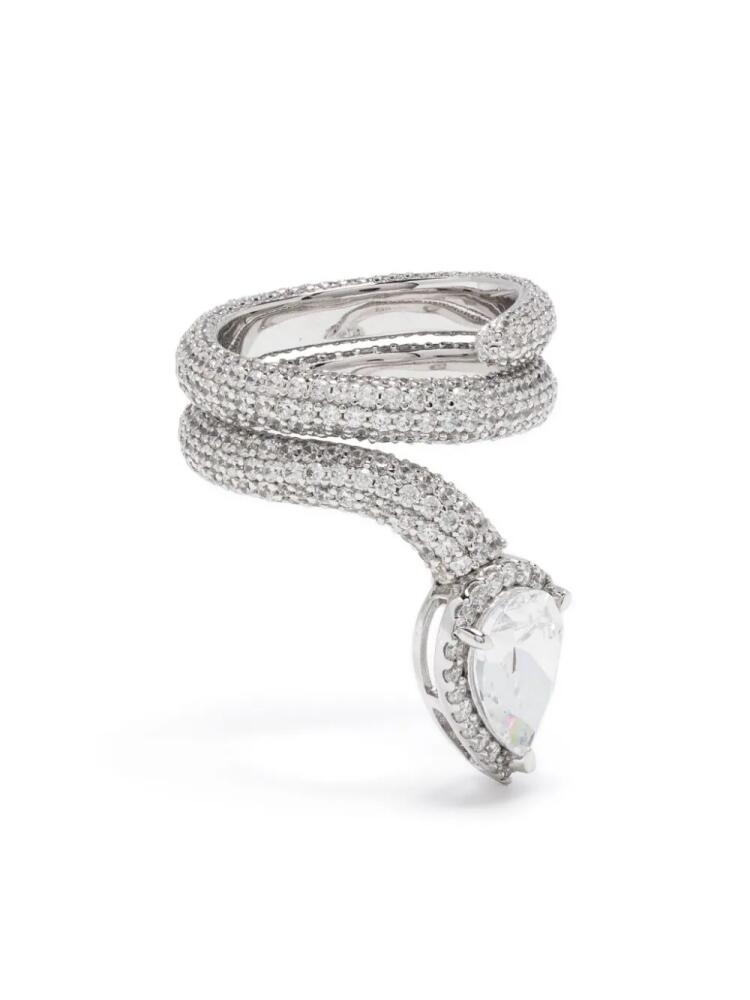 APM Monaco crystal-embellished wrap ring - Silver Cover