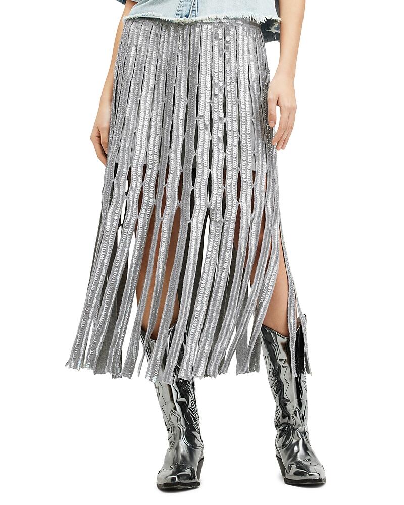 Allsaints Francessca Sequin Fringe Midi Skirt Cover