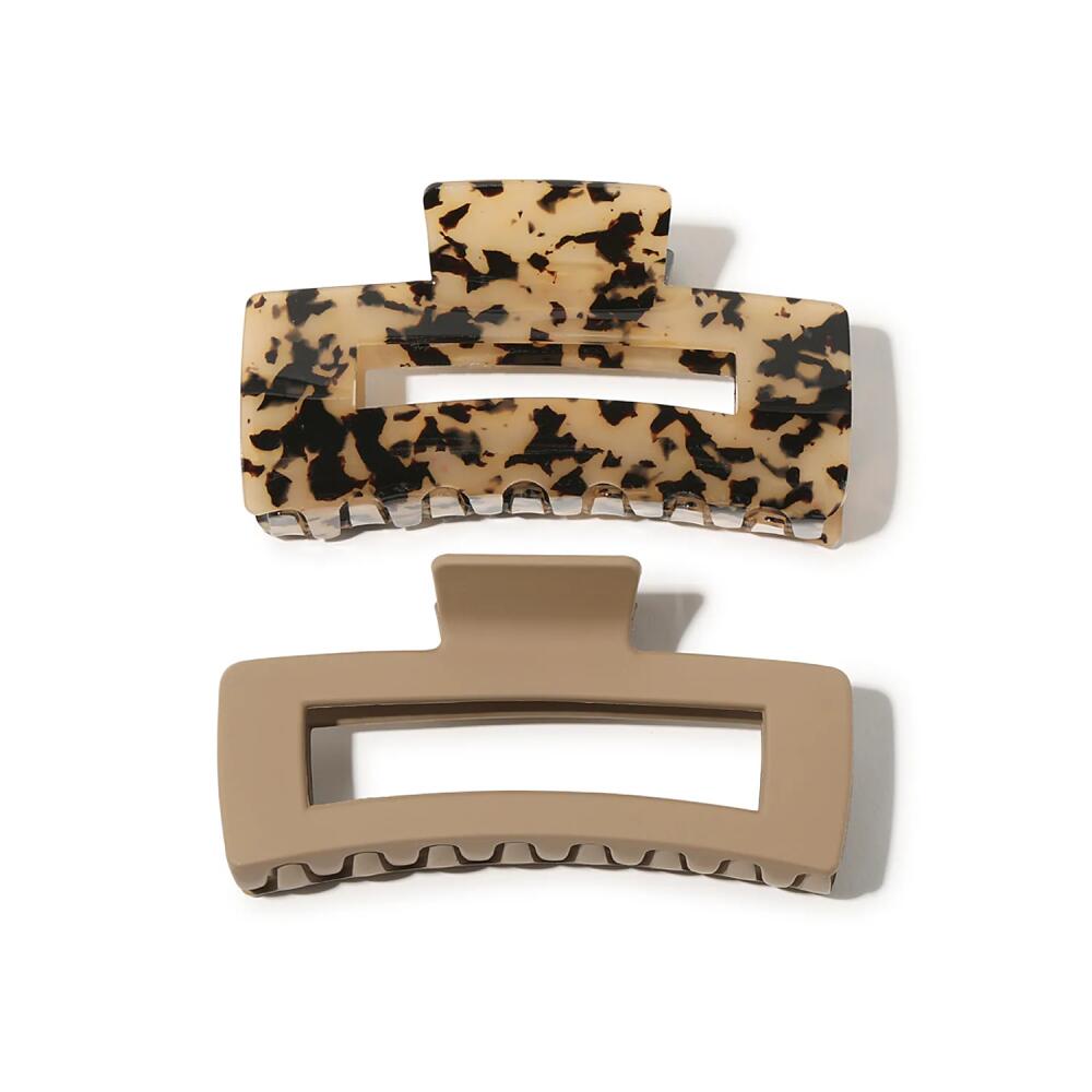 Kelly & Katie Jumbo Tortoise & Matte Hair Clip Set 2 Pack | Women's | Tan & Black Cover