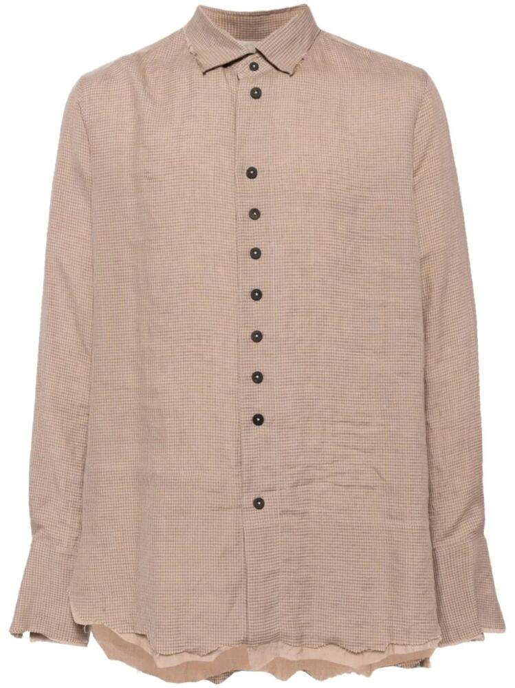 Ziggy Chen gingham raw-edge shirt - Neutrals Cover