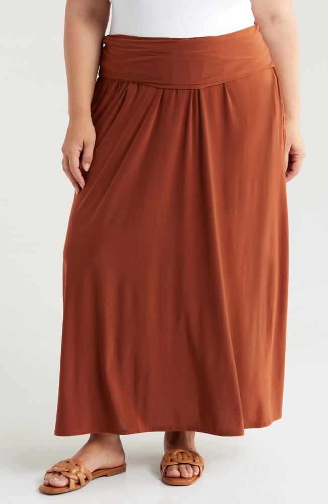 24seven Comfort Apparel Foldover Maxi Skirt in Tobacco Cover