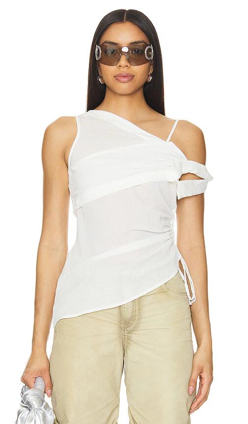 MARRKNULL Pleated Top in White Cover