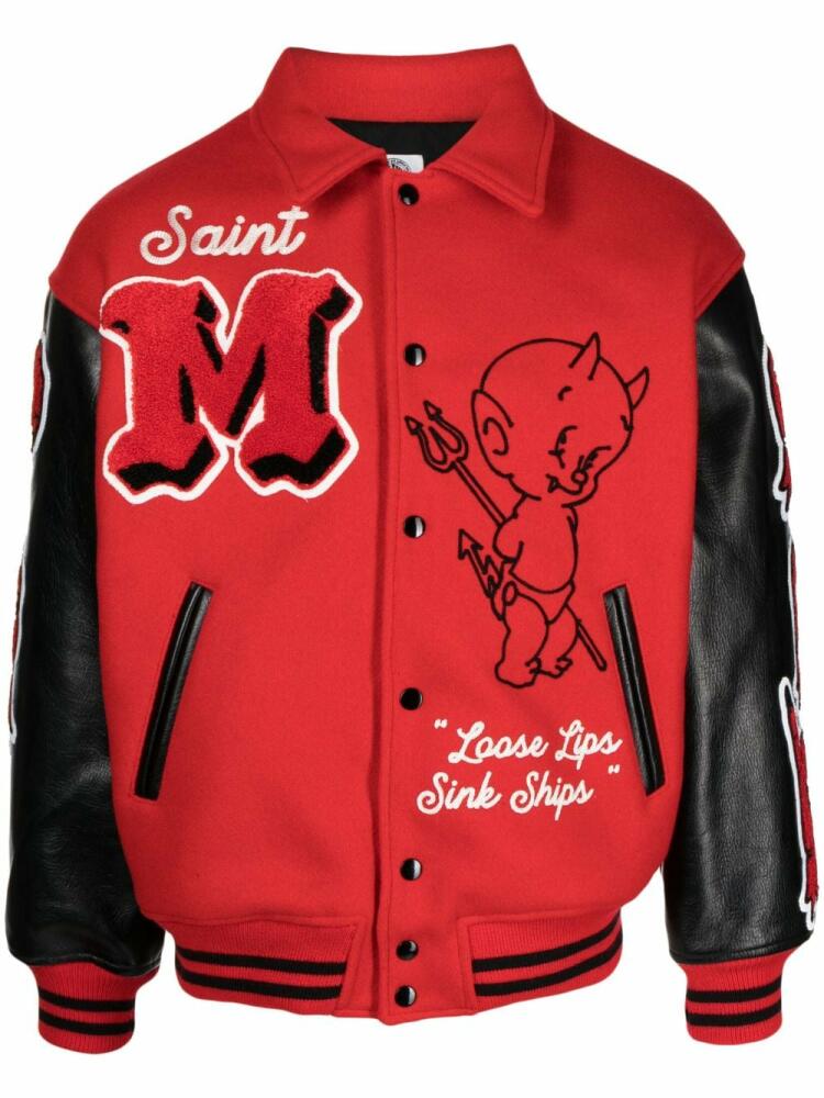 SAINT MXXXXXX Devil varsity letter jacket - Red Cover