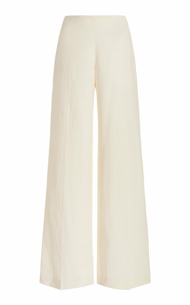 The Row - Foulard Wool-Silk-Linen Wide-Leg Pants - Neutral Cover