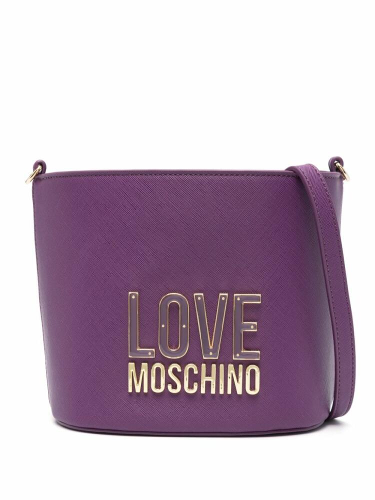 Love Moschino logo-lettering bucket bag - Purple Cover