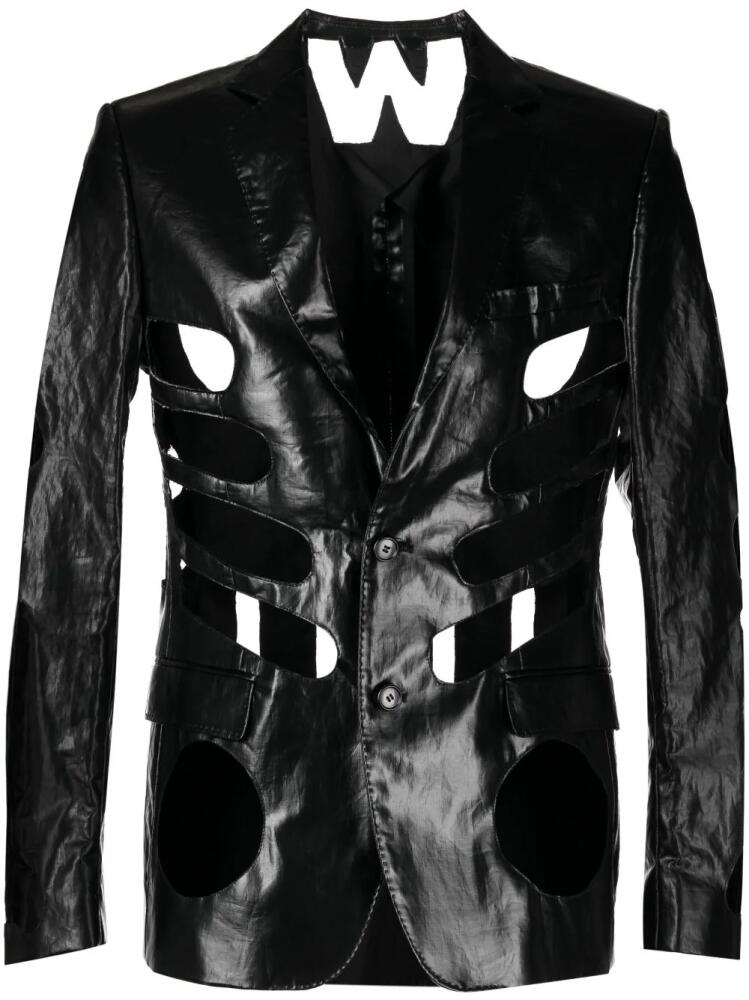 Walter Van Beirendonck cut-out shine-finish jacket - Black Cover