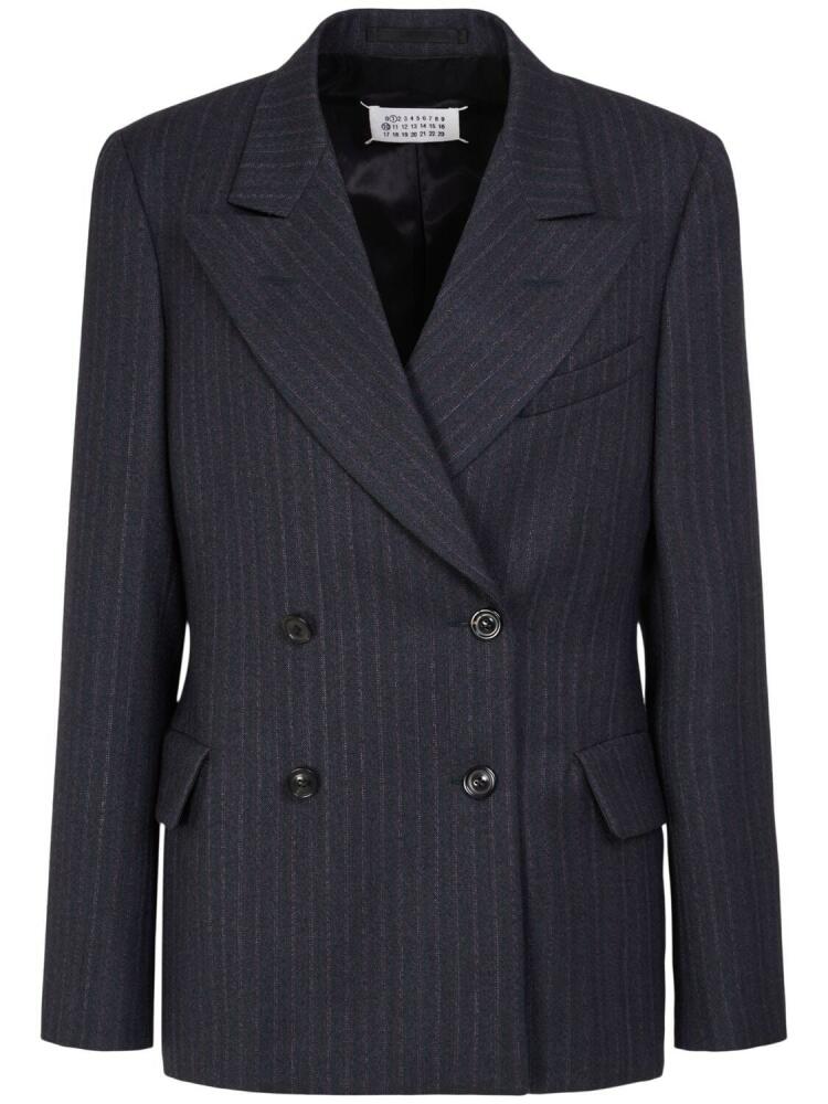 MAISON MARGIELA Double Breast Pinstripe Wool Blazer Cover