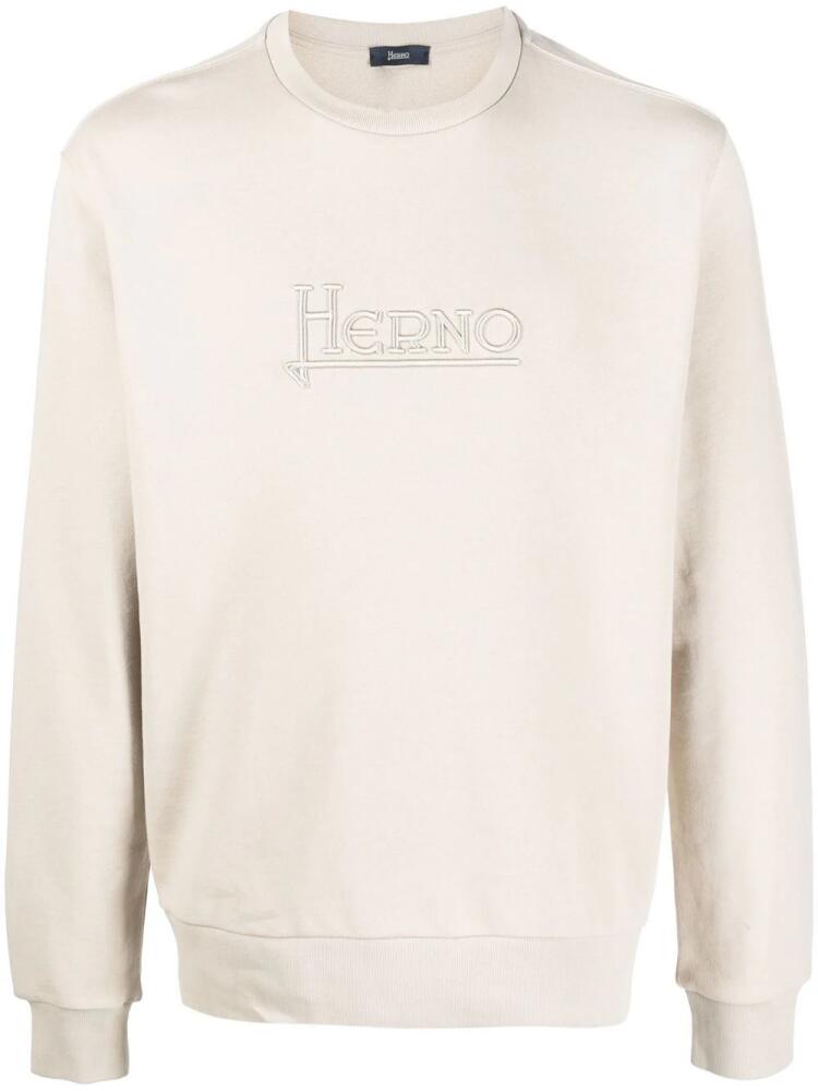 Herno logo-embroidered crew neck jumper - Neutrals Cover