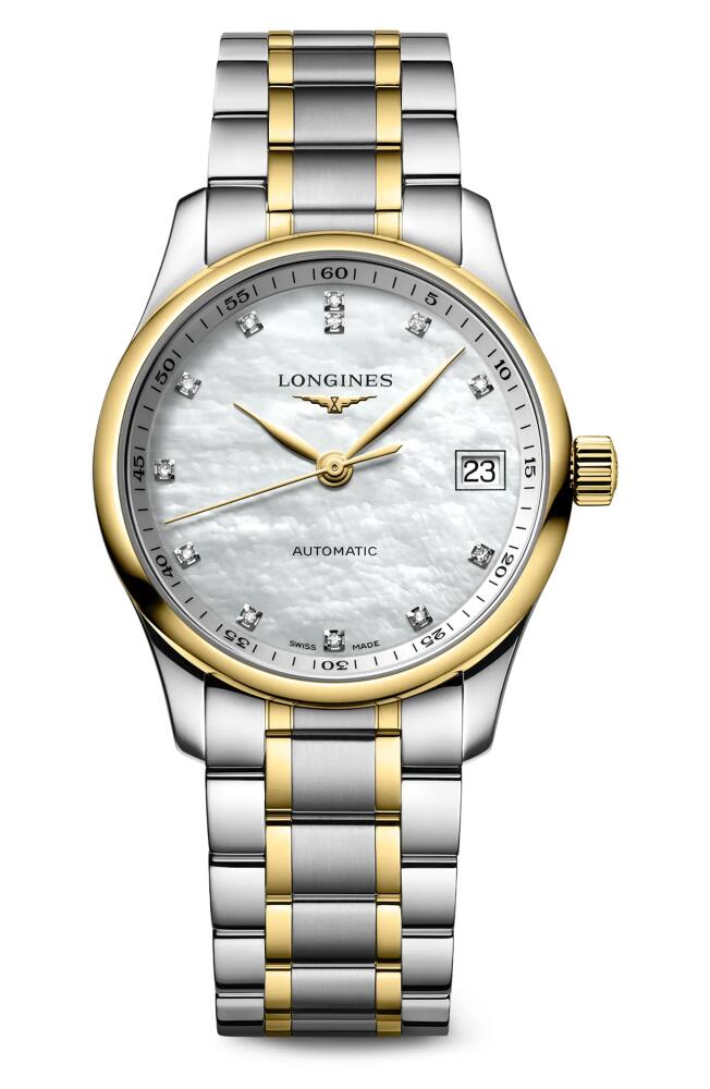 Longines Master Bracelet Watch, 34mm in Mother Of Pearl Cover