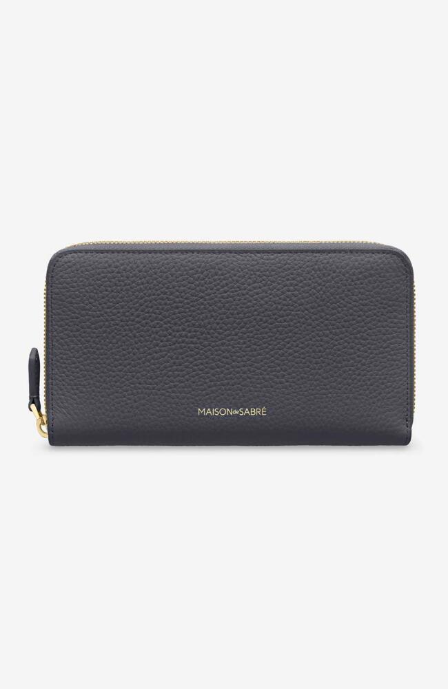 MAISON de SABRÉ Long Leather Zip Wallet in Graphite Sky Cover