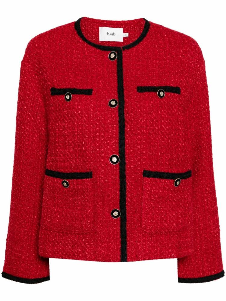 b+ab contrast-trim tweed jacket - Red Cover