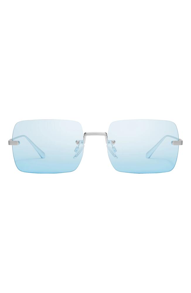 Quay Australia TTYL 53mm Gradient Rimless Sunglasses in Silver/Blue Iridescent Cover