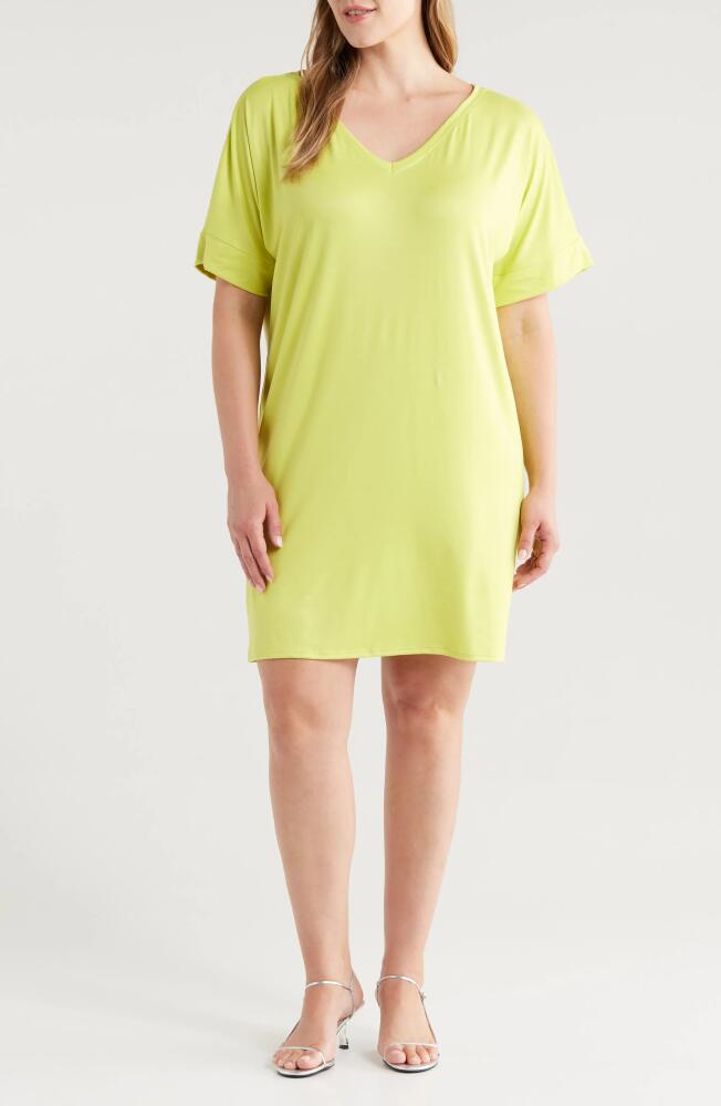 24seven Comfort Apparel Loose Fit Jersey T-Shirt Dress in Lime Cover