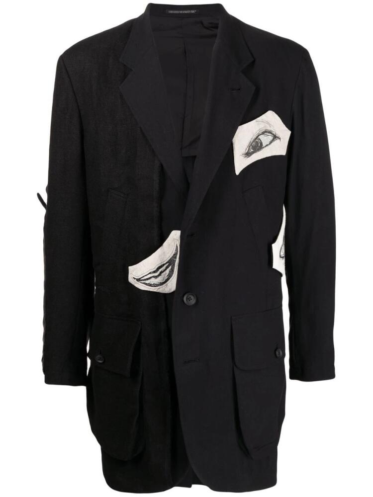 Yohji Yamamoto graphic-print cotton blazer - Black Cover