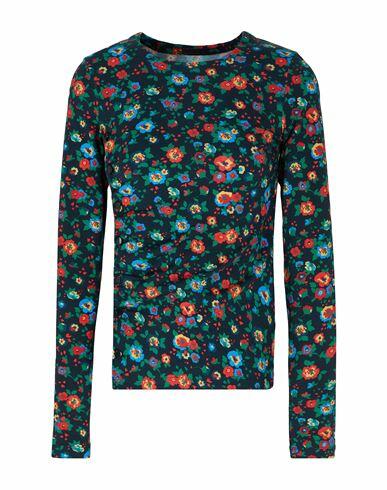 8 By Yoox Printed Jersey Top With Side Buttons Woman T-shirt Black Organic cotton, Elastane Cover