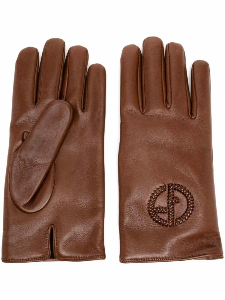 Giorgio Armani logo-braided gloves - Brown Cover