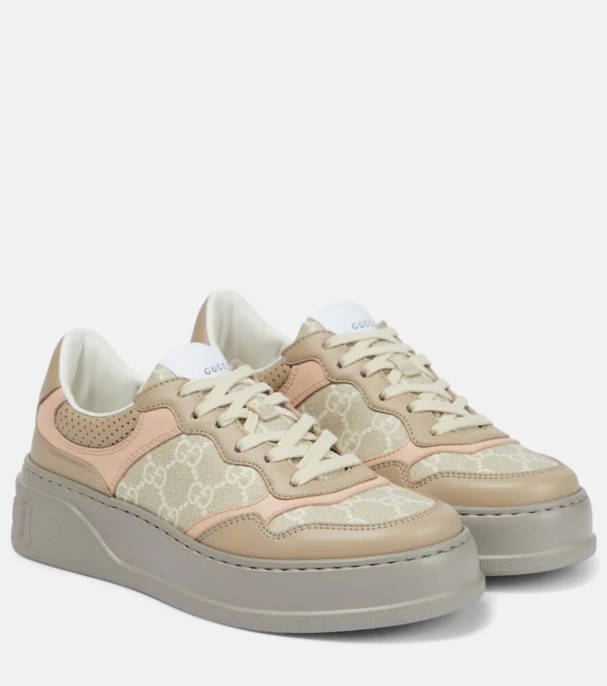 Gucci GG leather-trimmed sneakers Cover