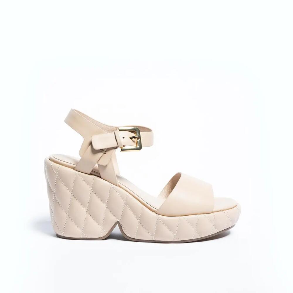 Cecelia New York Betty Quiletd Platform Wedge Sandal in Beige Cover