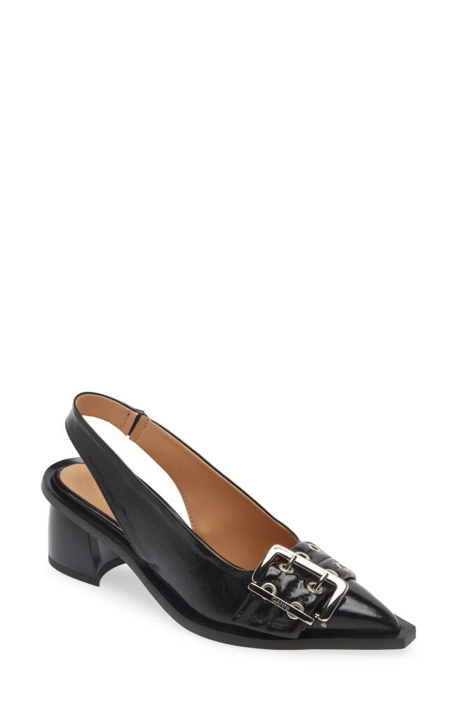 Ganni Double Prong Buckle Slingback Pump in Black Cover