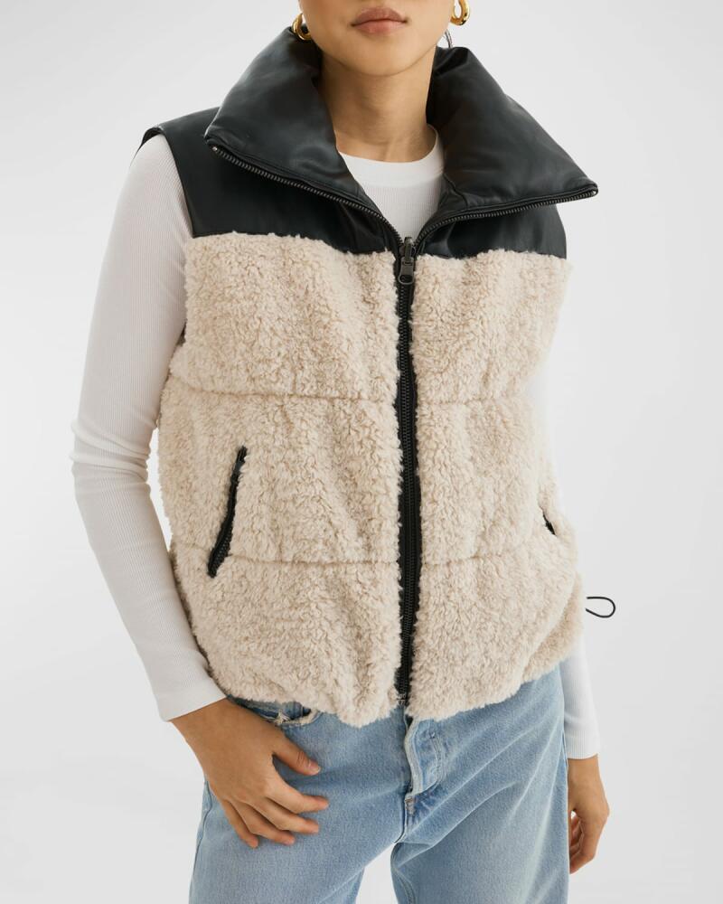 LaMarque Marina Reversible Faux Leather and Fleece Vest Cover