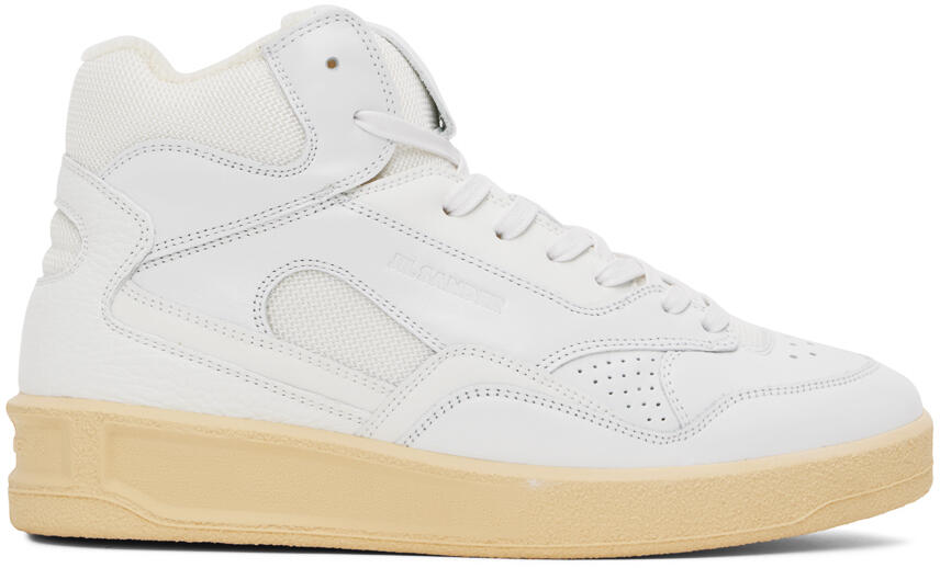 Jil Sander White Leather High Top Sneakers Cover