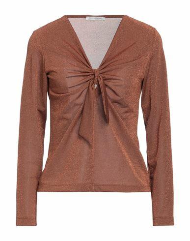 Biancoghiaccio Woman T-shirt Brown Polyester, Polyamide, Elastane Cover