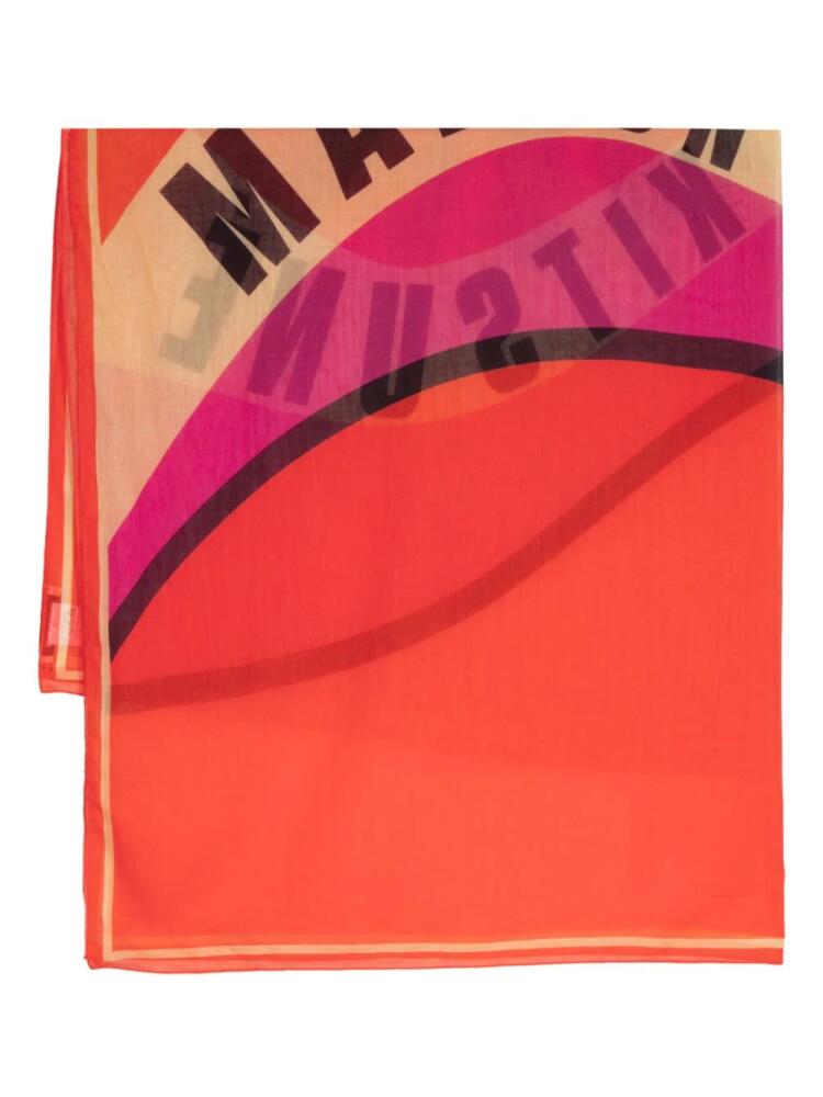 Maison Kitsuné logo-print cotton scarf - Orange Cover