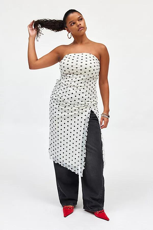 Urban Outfitters UO Samara Mesh Strapless Slit Midi Dress in Black/White Cover