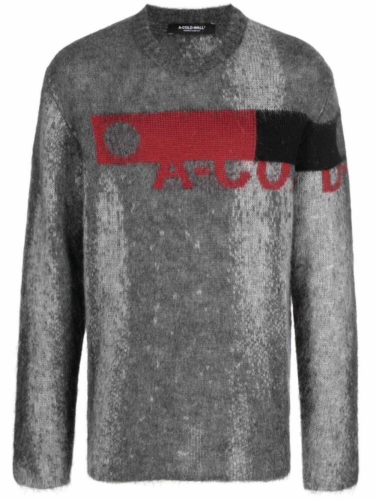 A-COLD-WALL* sprayed-effect logo-jacquard jumper - Grey Cover