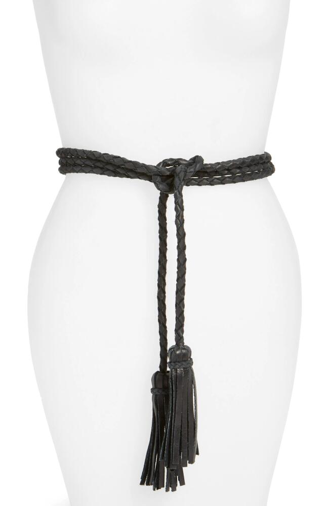 Ada Fringe Soga Leather Belt in Black Cover