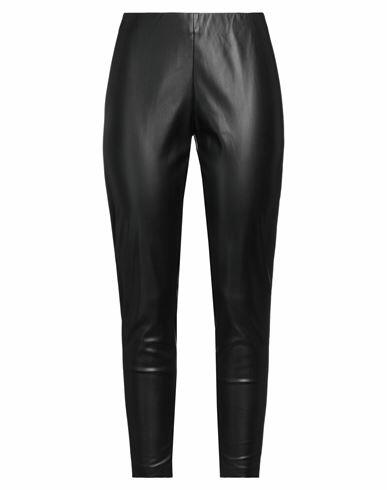 Ermanno Firenze Woman Leggings Black Polyester, Polyurethane Cover