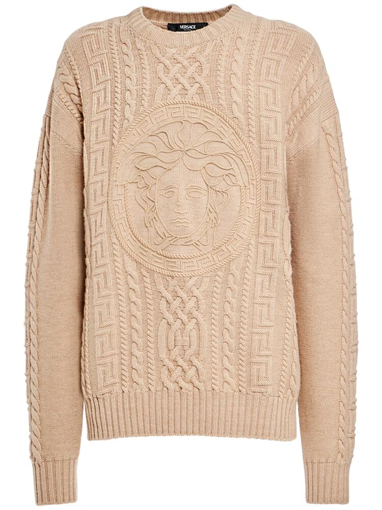 VERSACE Medusa Embroidery Wool Knit Sweater Cover