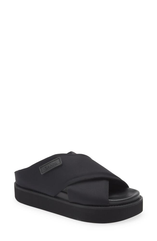 Ganni Crisscross Slide Sandal in Black Cover