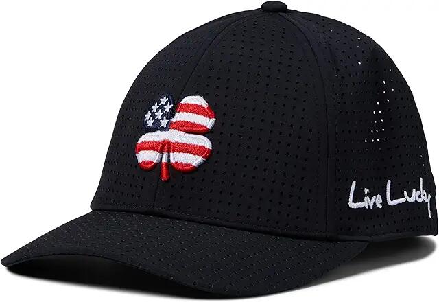 Black Clover USA Perf Hat (USA Flag Clover/Black Perf) Caps Cover