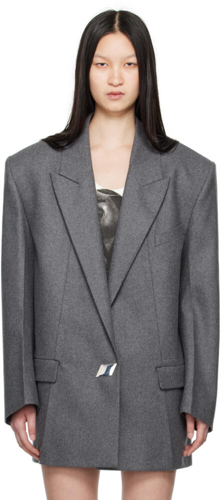 The Attico Gray Peaked Lapel Blazer Cover