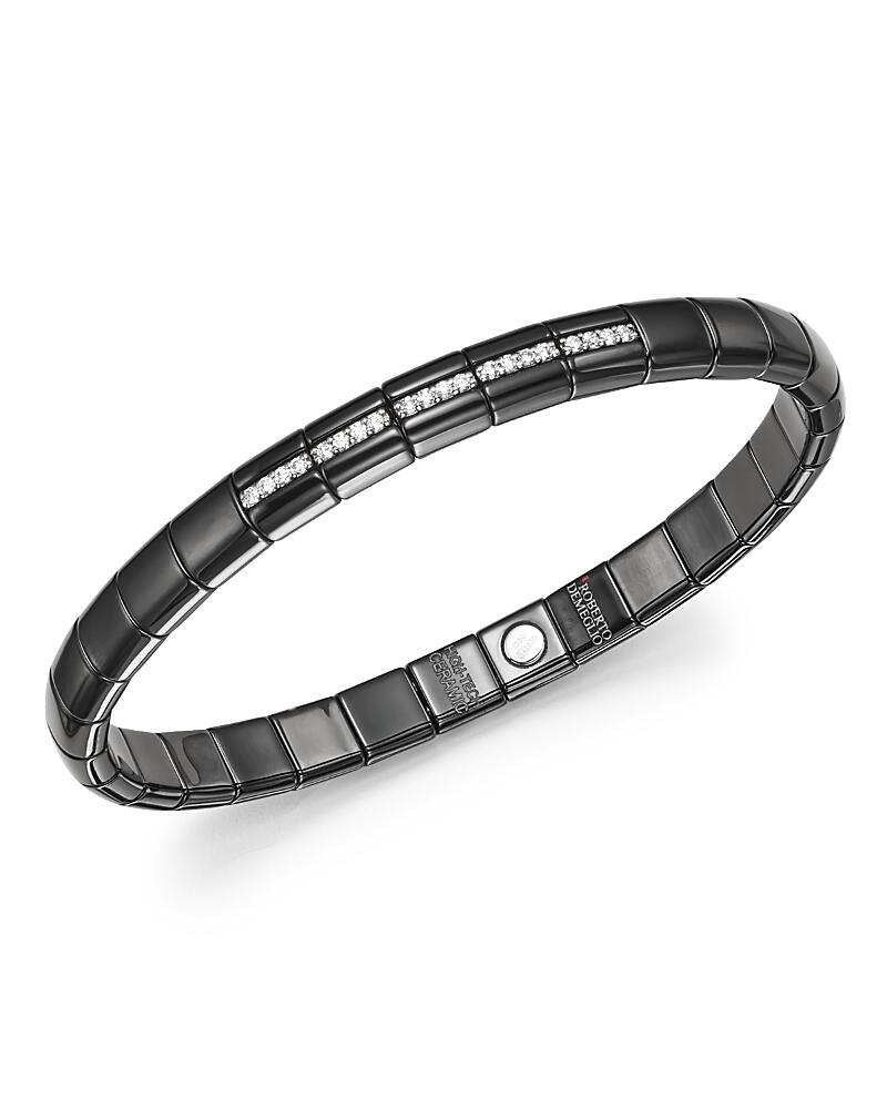 Roberto Demeglio 18K White Gold & Black Ceramic Pura Stretch Bracelet with Diamonds Cover