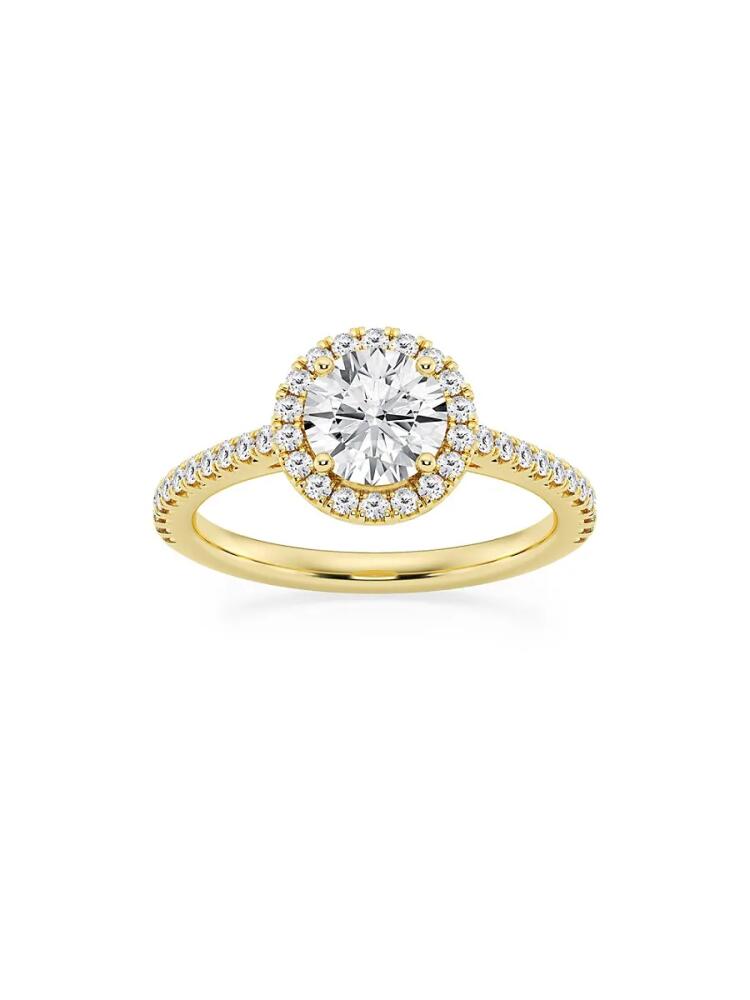 Saks Fifth Avenue Women's Build Your Own Collection 14K Yellow Gold Lab Grown Diamond Halo Engagement Ring - 3.6 Tcw Cover