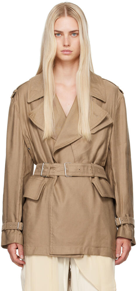 Helmut Lang Taupe Rider Trench Coat Cover